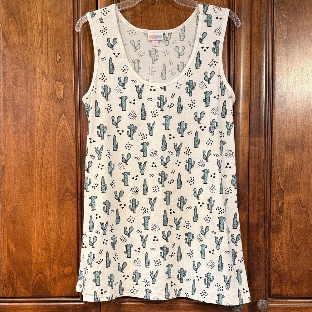 LuLaRoe Perfect Tank Top with Green Cactus Print